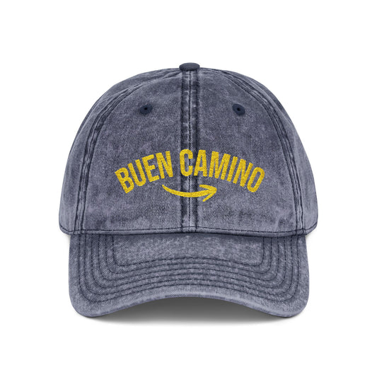 Buen Camino Embroidery Vintage Cap With Arrow Shell Design