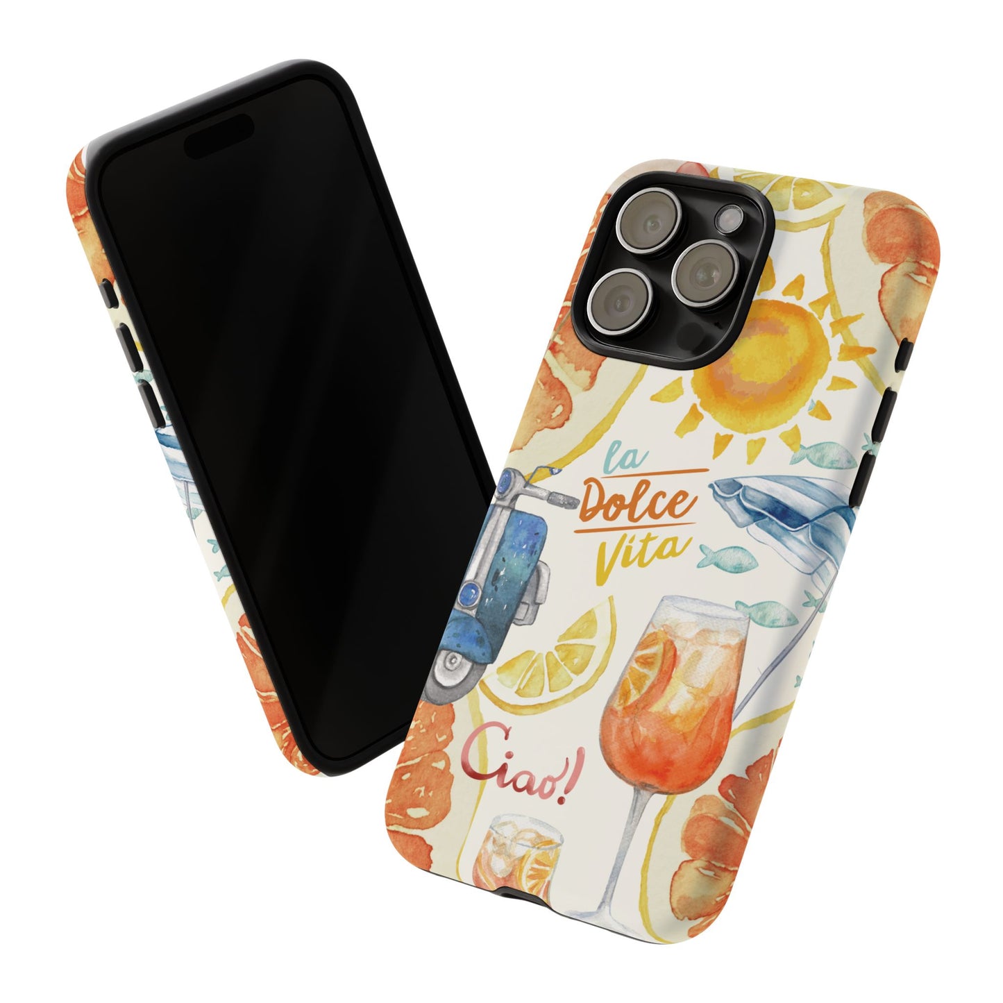 Italian Summer Spritz Beach Phone Case, Summer Vibes, Beach Scene, Colorful Tough Case Phone Cover