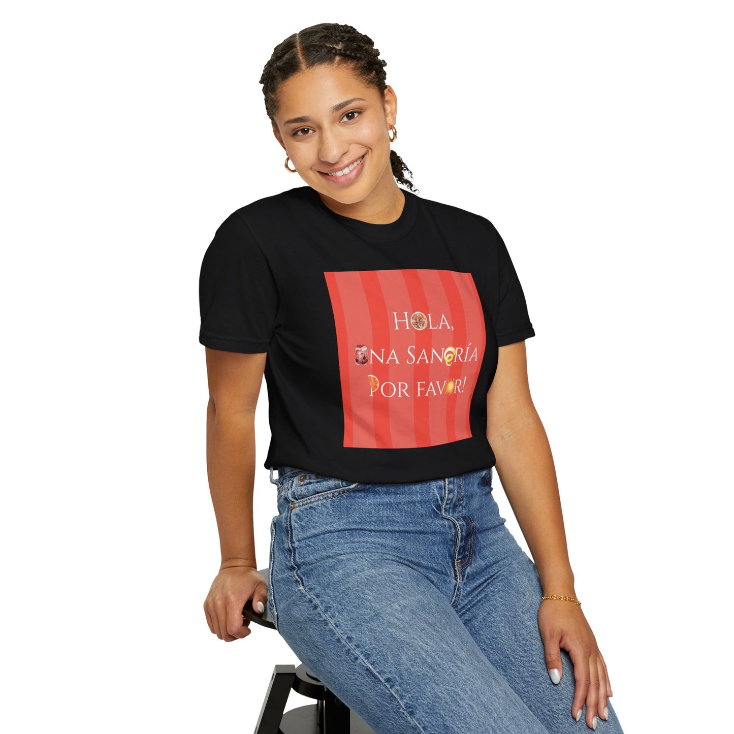 Spain-Inspired Sangría Summer Striped T-Shirt, Graphic Tee With Spanish Vibes