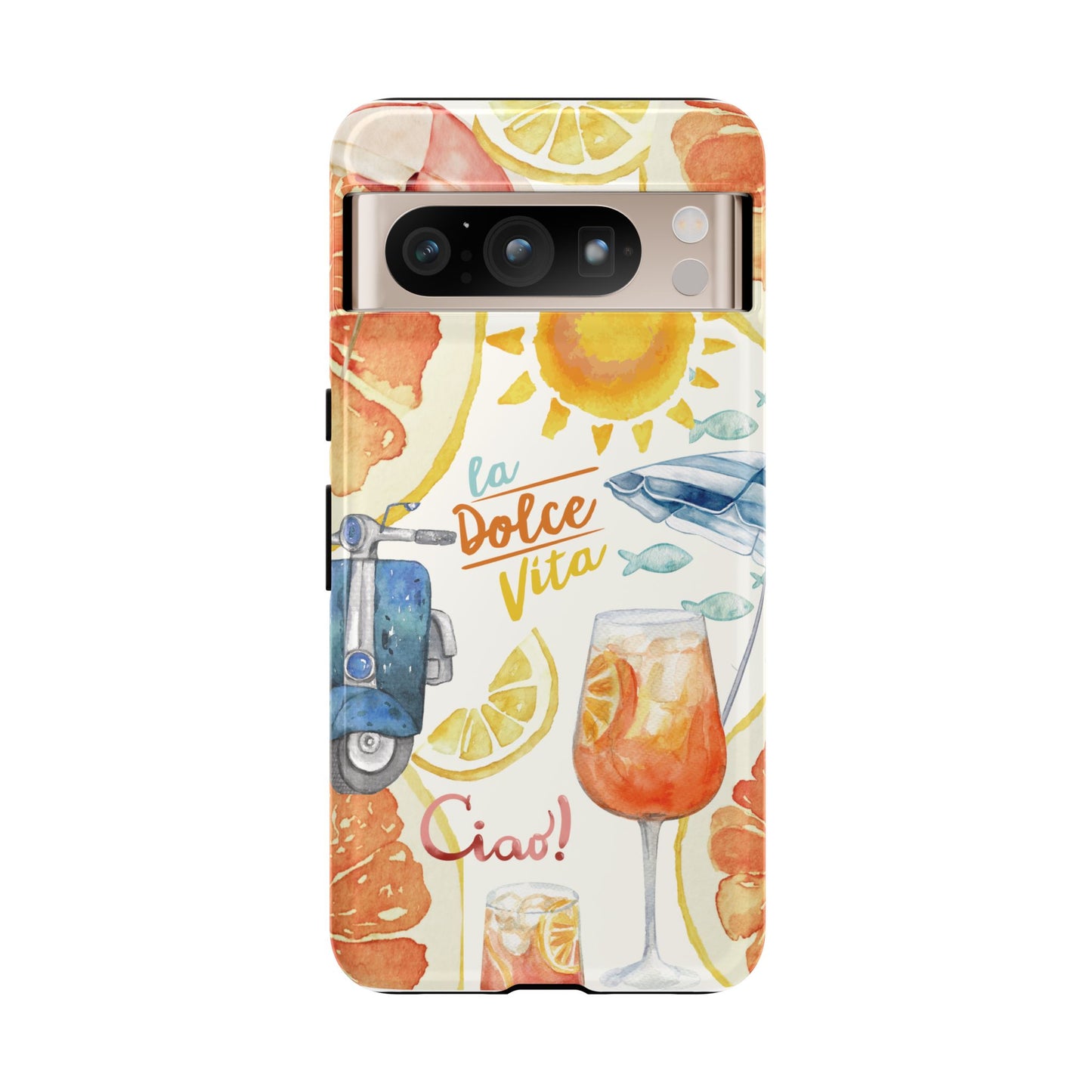 Italian Summer Spritz Beach Phone Case, Summer Vibes, Beach Scene, Colorful Tough Case Phone Cover