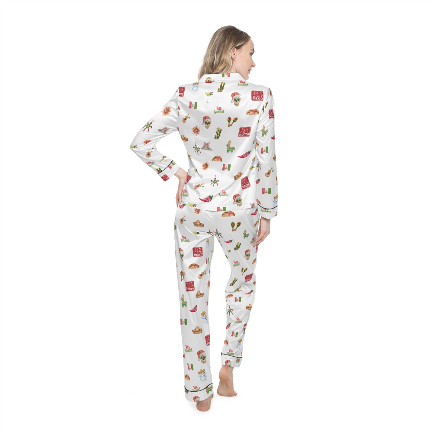 Mexico Christmas Holidays Women's Satin Pajamas