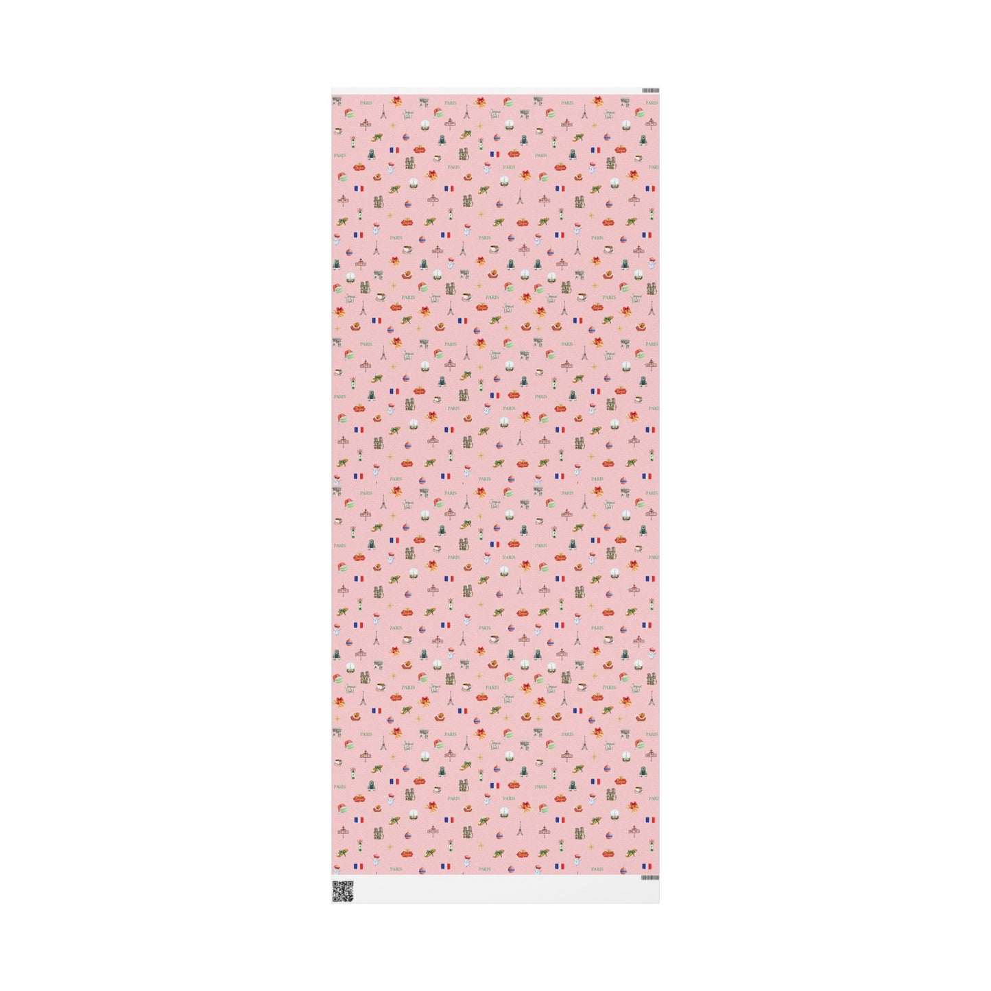 Paris France Pink Themed Christmas Festive Whimsical Wrapping Paper For Holiday, Christmas Gifts
