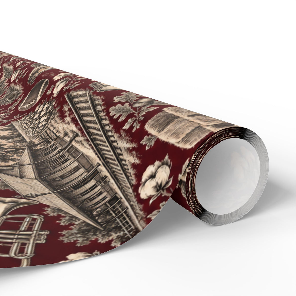 College Station, Texas Football Toile Wrapping Paper: Maroon and White Gift Wrap