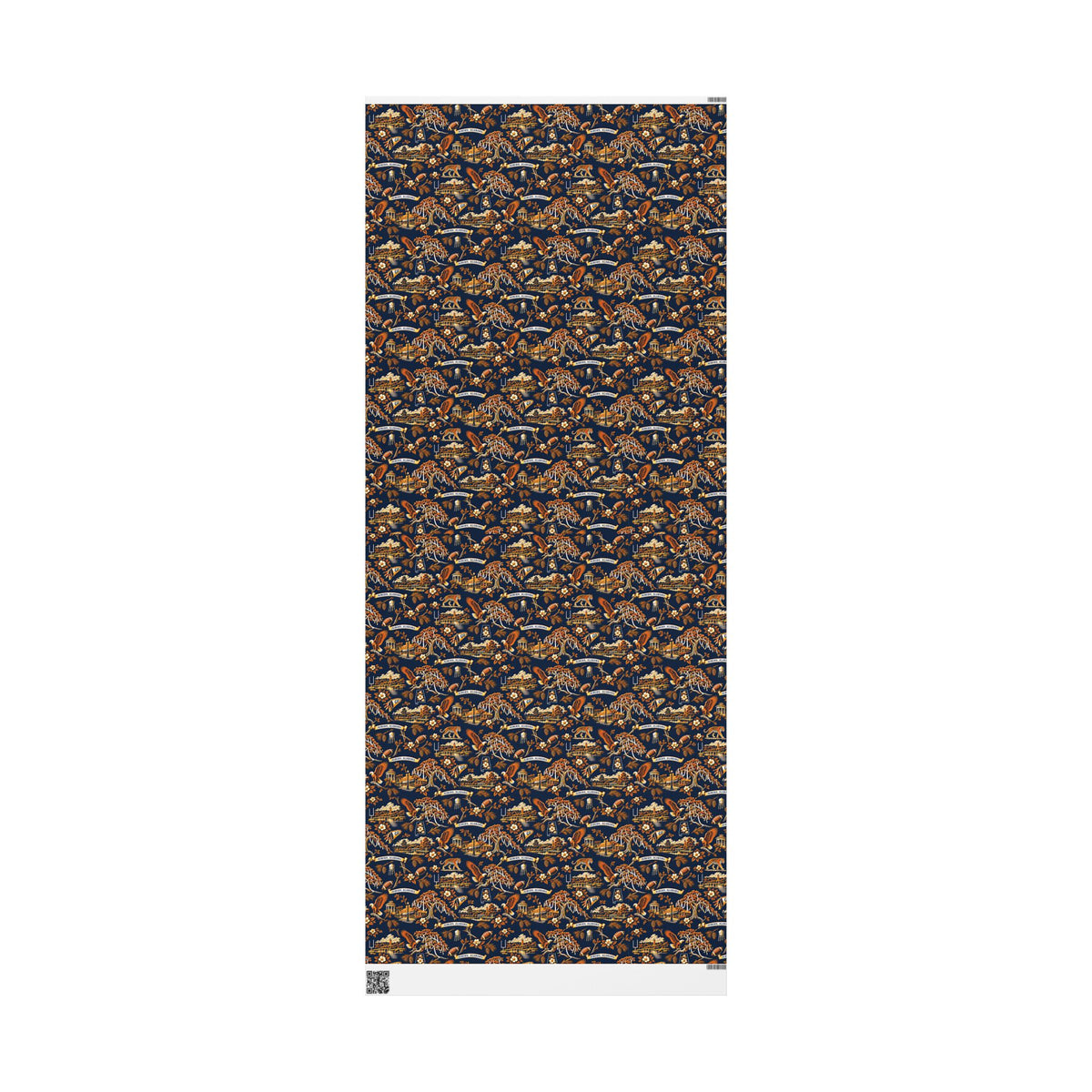 Auburn, Alabama Football Toile Wrapping Paper: Navy and Orange Gift Wrap