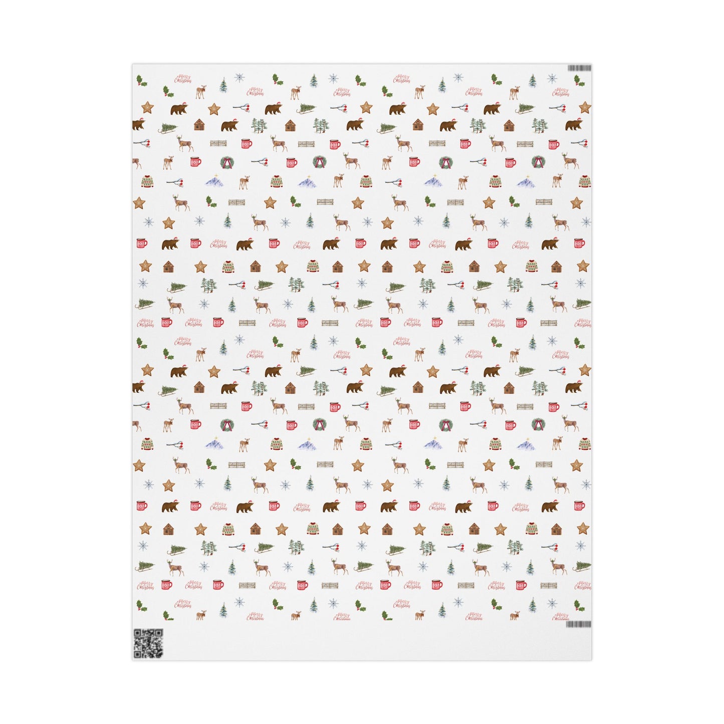 Mountain Themed Green Christmas Festive Whimsical Wrapping Paper For Holiday, Christmas Gifts