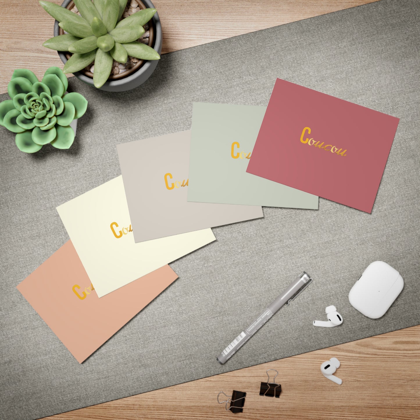 French Coucou in Parisian Letters Colorful Greeting Cards 5-Pack