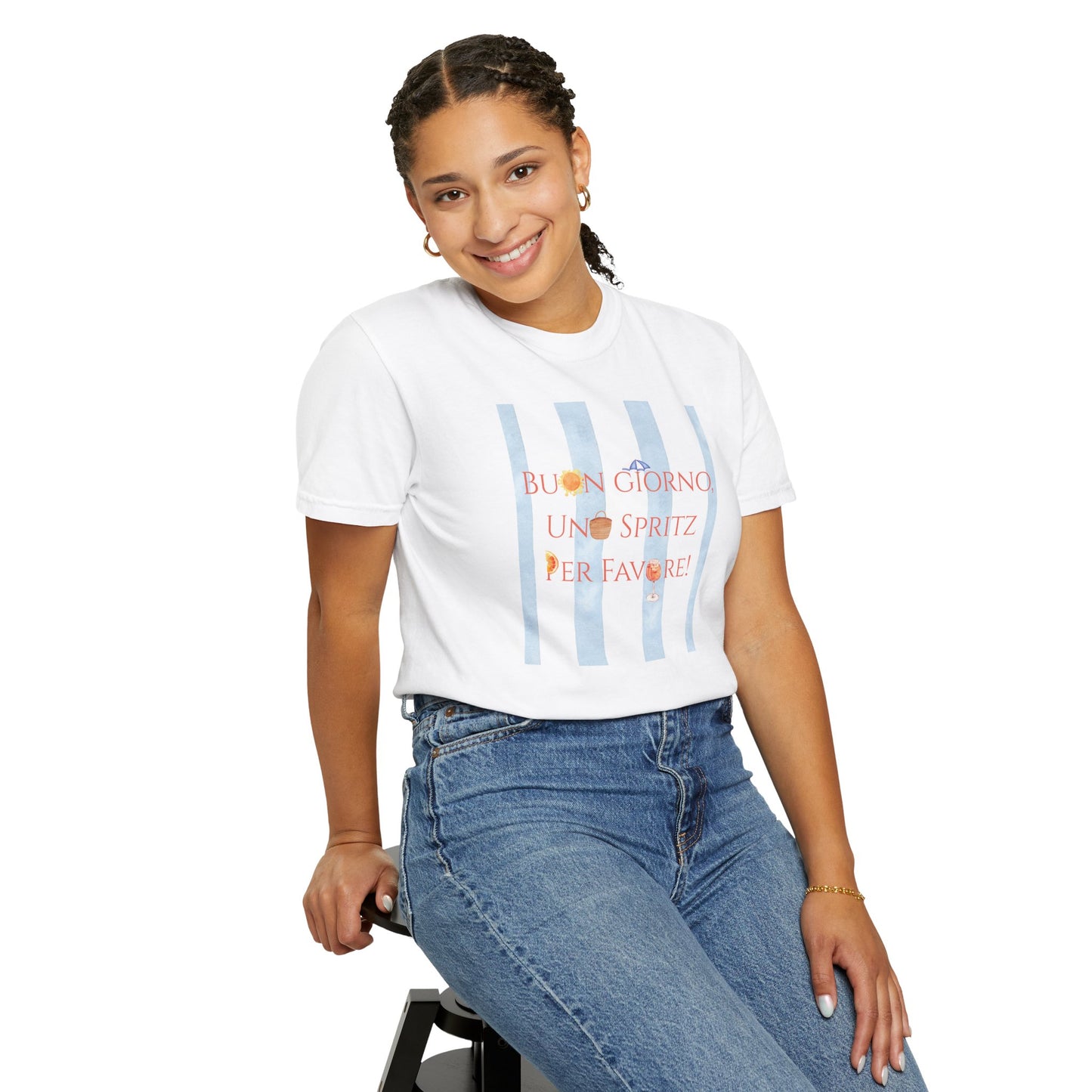 Italy-Inspired Spritz Summer Striped T-Shirt, Graphic Tee With Italian Vibes