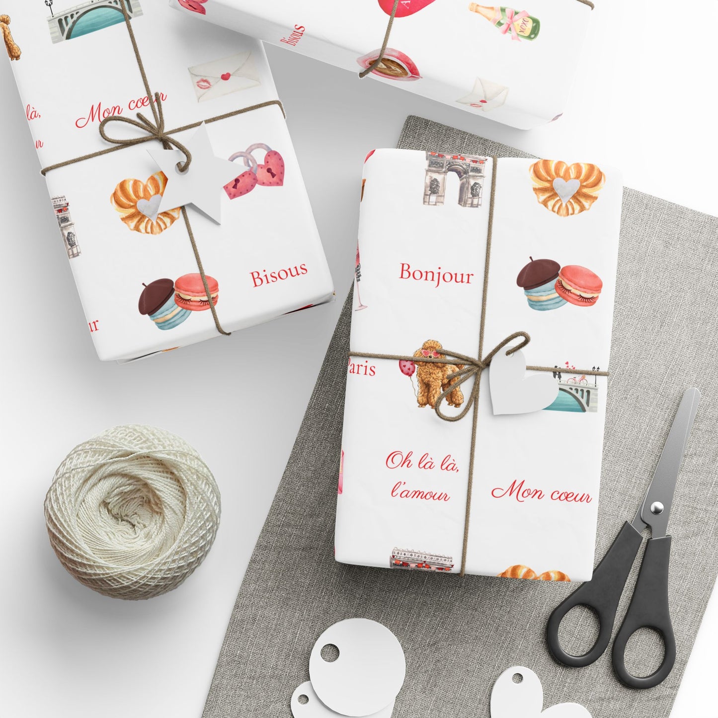 Paris Themed Valentines Day Whimsical Wrapping Paper