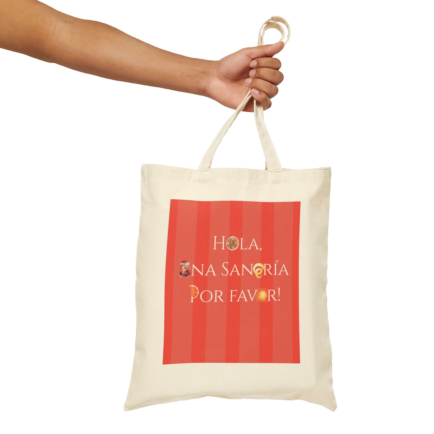 Spanish Words Cotton Canvas Travel Summer Graphic Tote Bag for Spain and Sangría Lovers