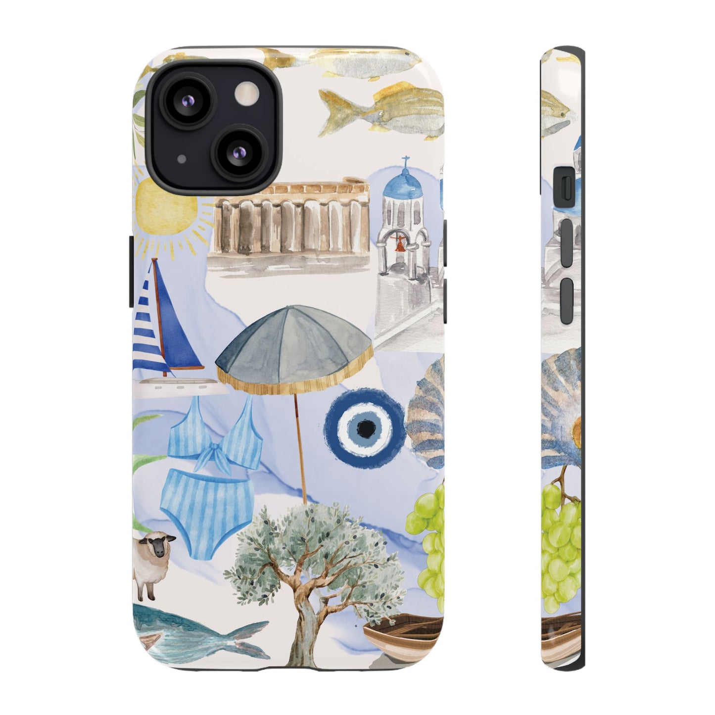 Greek Island Summer Beach Phone Case, Summer Vibes, Greece Scene, Colorful Tough Case Phone Cover