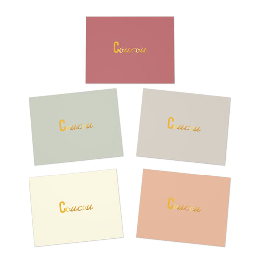 French Coucou in Parisian Letters Colorful Greeting Cards 5-Pack