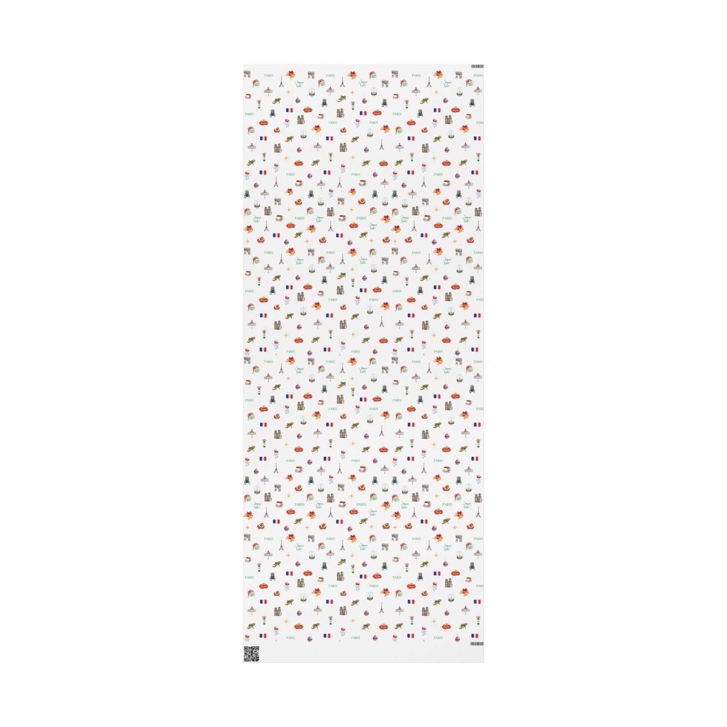 Paris France Themed Christmas Festive Whimsical Wrapping Paper For Holiday, Christmas Gifts