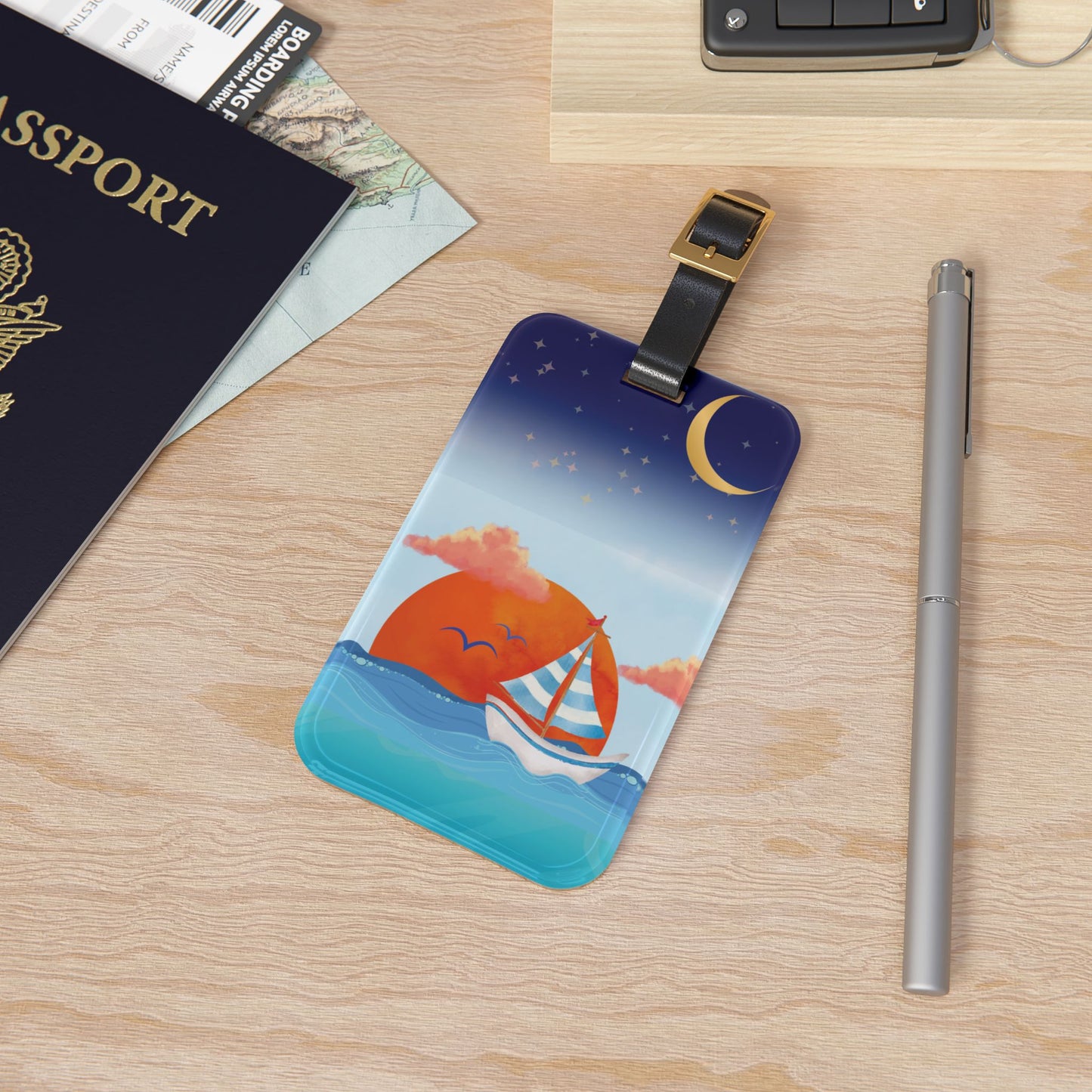 Boating Sailboat Travel Luggage Tag - Perfect for Vacation, Sailing, Cruising, Boating, Summer, Sunset, or Boat Lovers