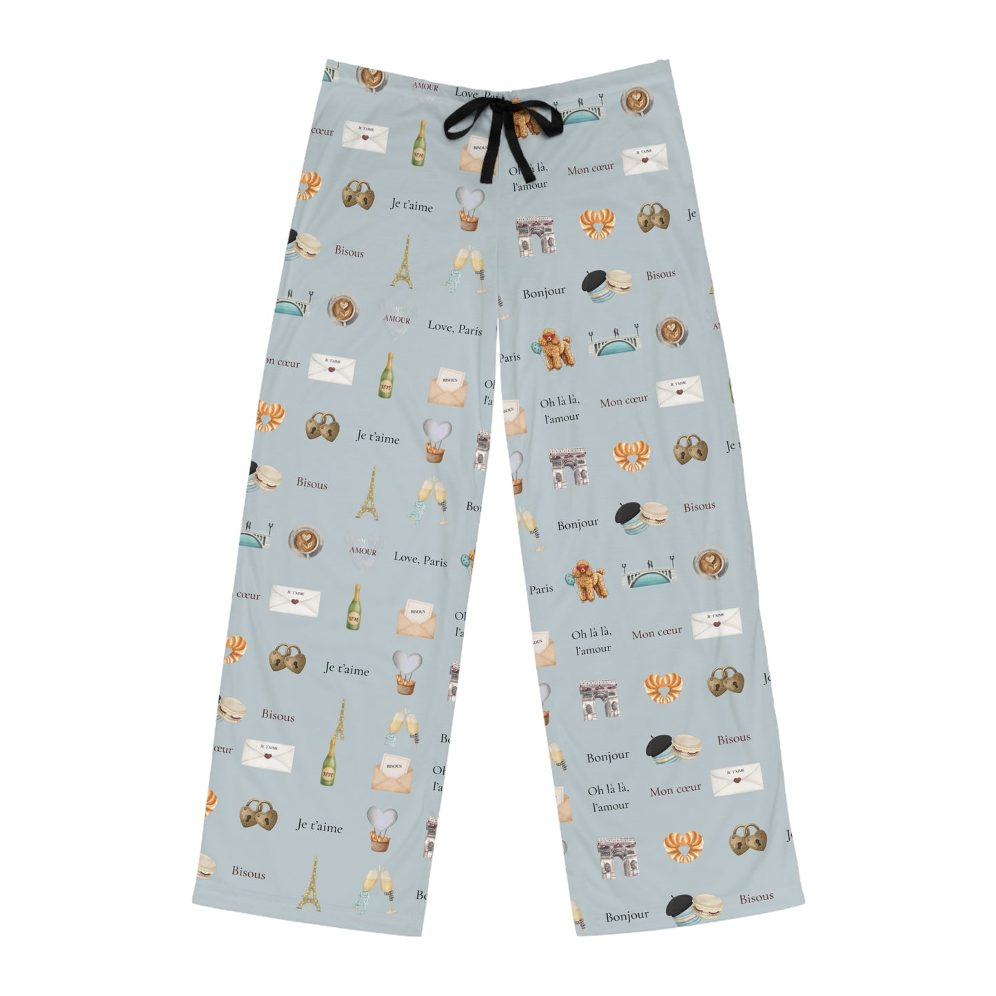 Blue Men's Paris Valentines Day Inspired Pajama Pants