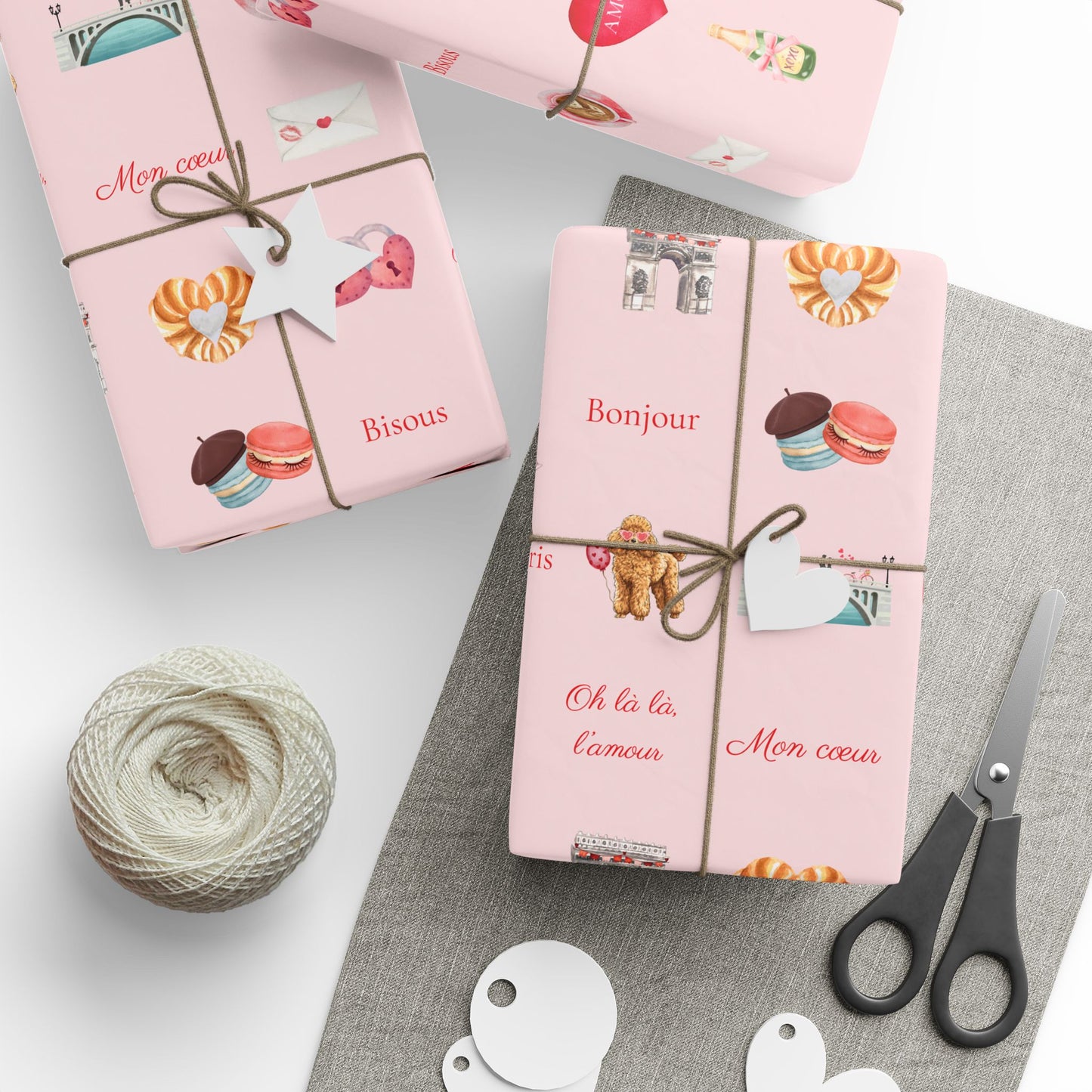 Pink Paris Themed Valentines Day Whimsical Wrapping Paper