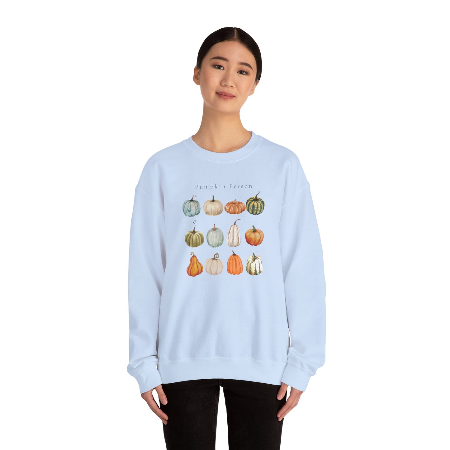 Pumpkin Person-Fall & Autumn-Inspired Pumpkin-Vibes Theme Crew Neck Graphic Sweatshirt