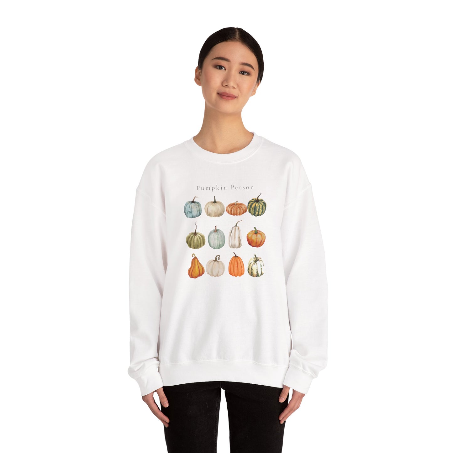 Pumpkin Person-Fall & Autumn-Inspired Pumpkin-Vibes Theme Crew Neck Graphic Sweatshirt