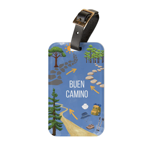 Buen Camino Acrylic Travel Luggage Tag - Camino de Santiago Gift Travel Accessory