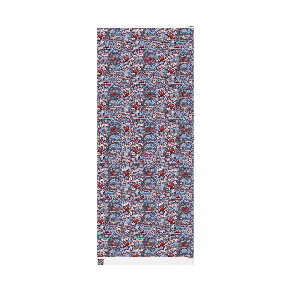 Oxford Mississippi Football Toile Wrapping Paper: Powder Blue and Red Gift Wrap