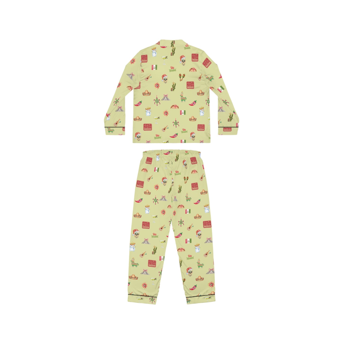 Mexico Christmas Green Holidays Women's Satin Pajamas