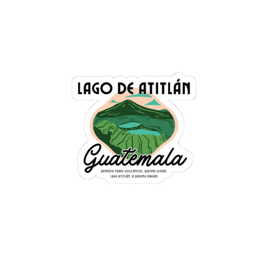 Sticker with Lago de Atitlán and Guatemala text on a white background