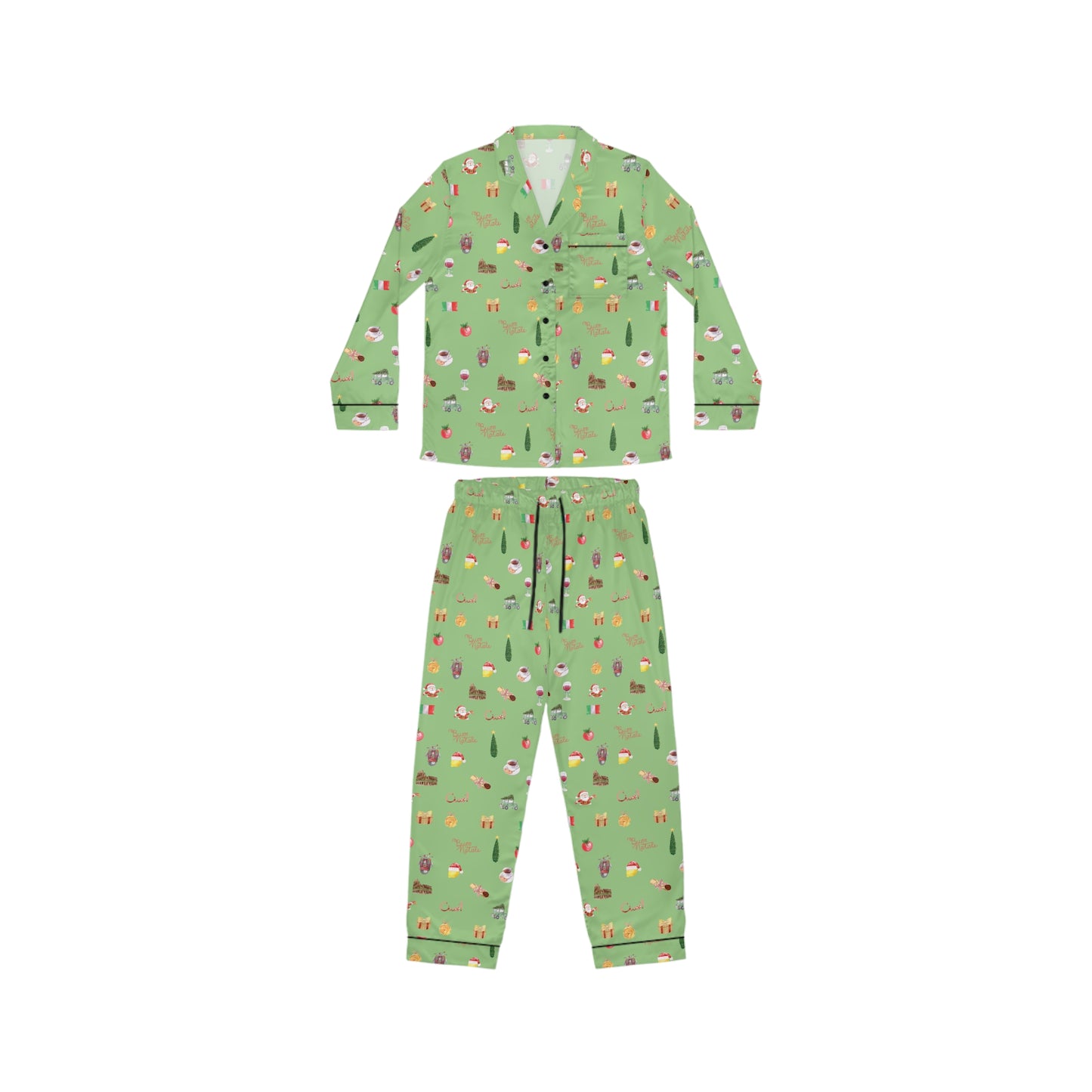 Italian Christmas Green Holidays Women's Satin Pajamas