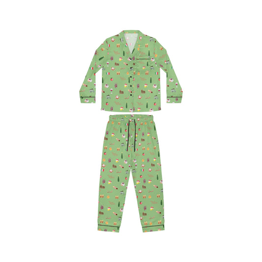 Italian Christmas Green Holidays Women's Satin Pajamas