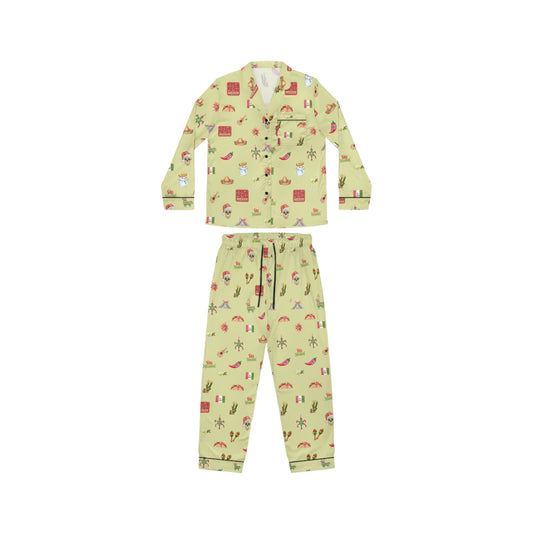 Mexico Christmas Green Holidays Women's Satin Pajamas