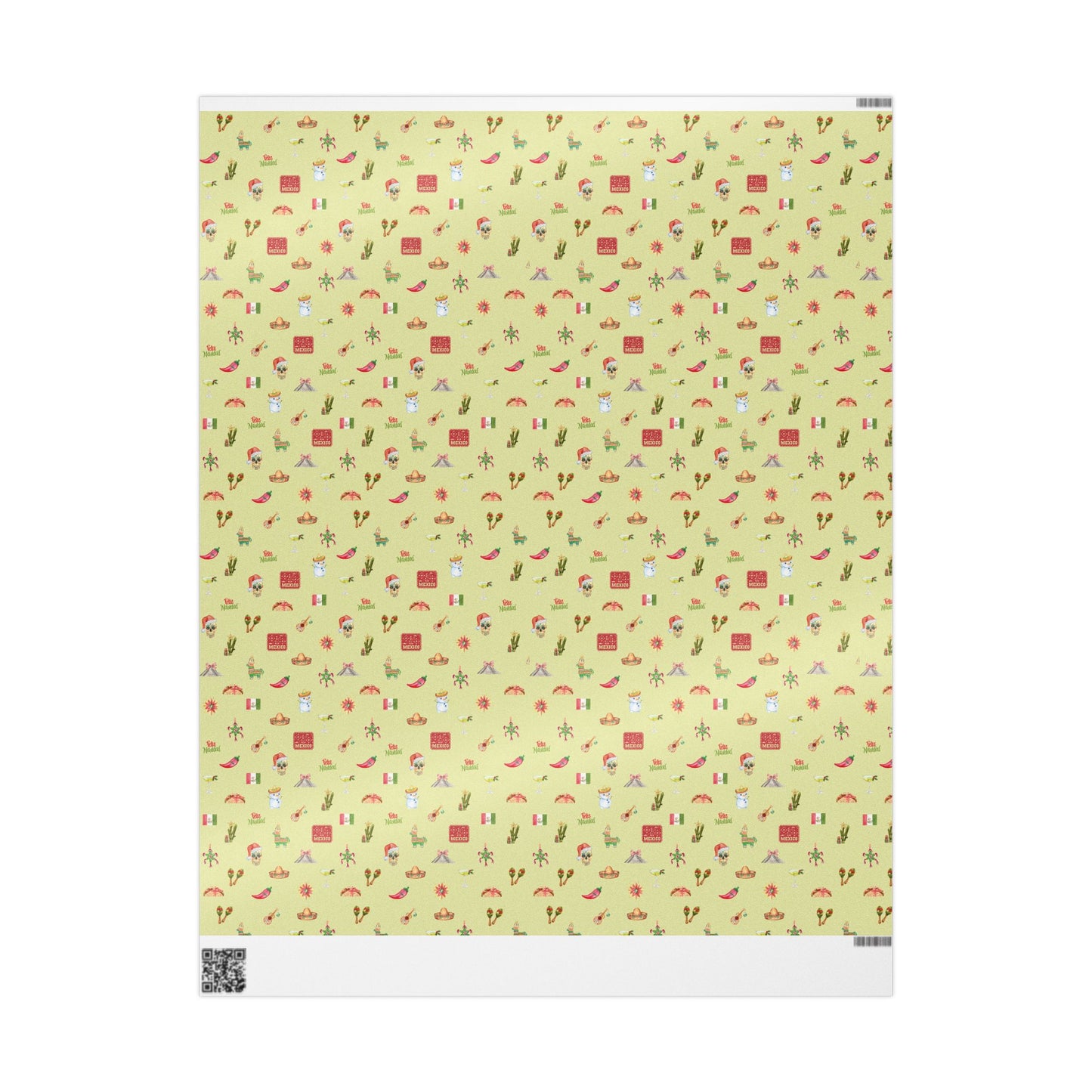 Mexico Themed Green Christmas Festive Whimsical Wrapping Paper For Holiday, Christmas Gifts