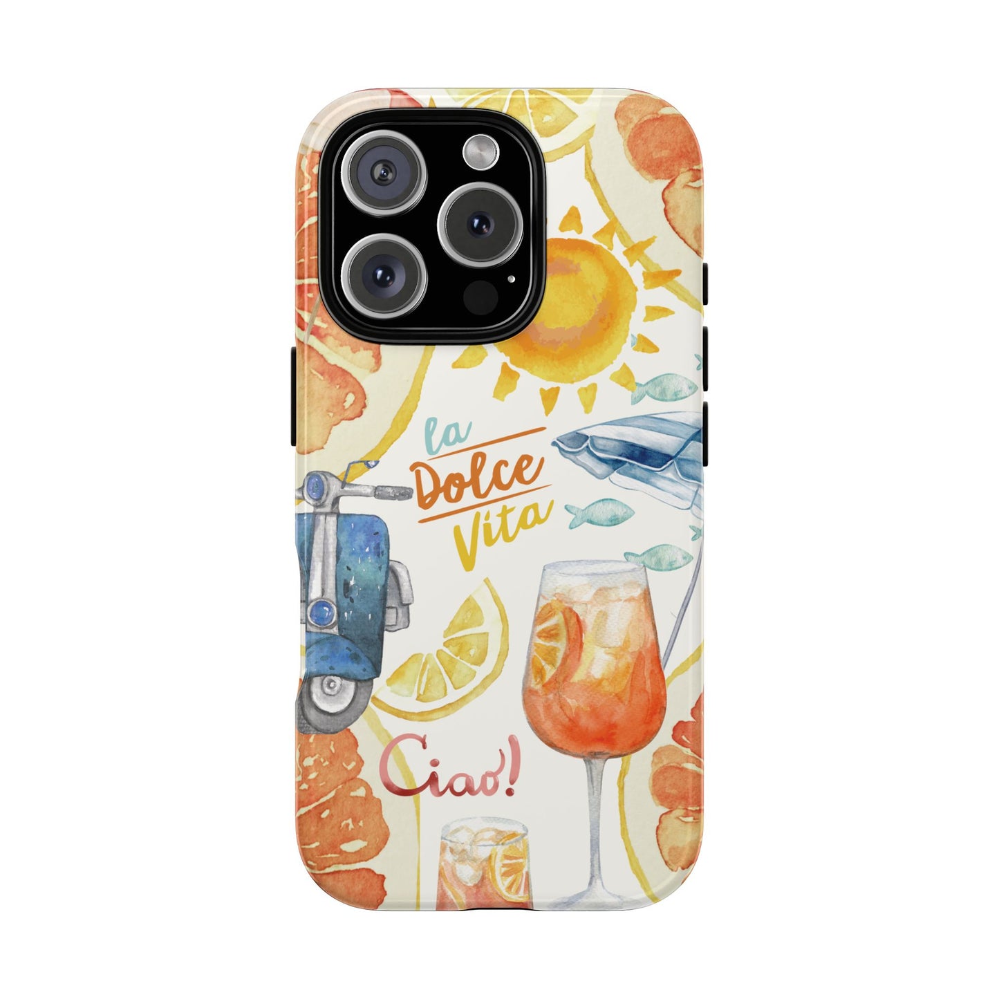 Italian Summer Spritz Beach Phone Case, Summer Vibes, Beach Scene, Colorful Tough Case Phone Cover