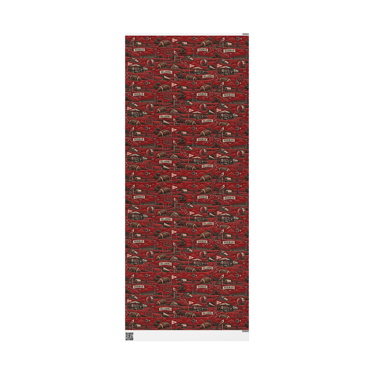 Norman, Oklahoma Football Toile Wrapping Paper: Crimson and Cream Gift Wrap