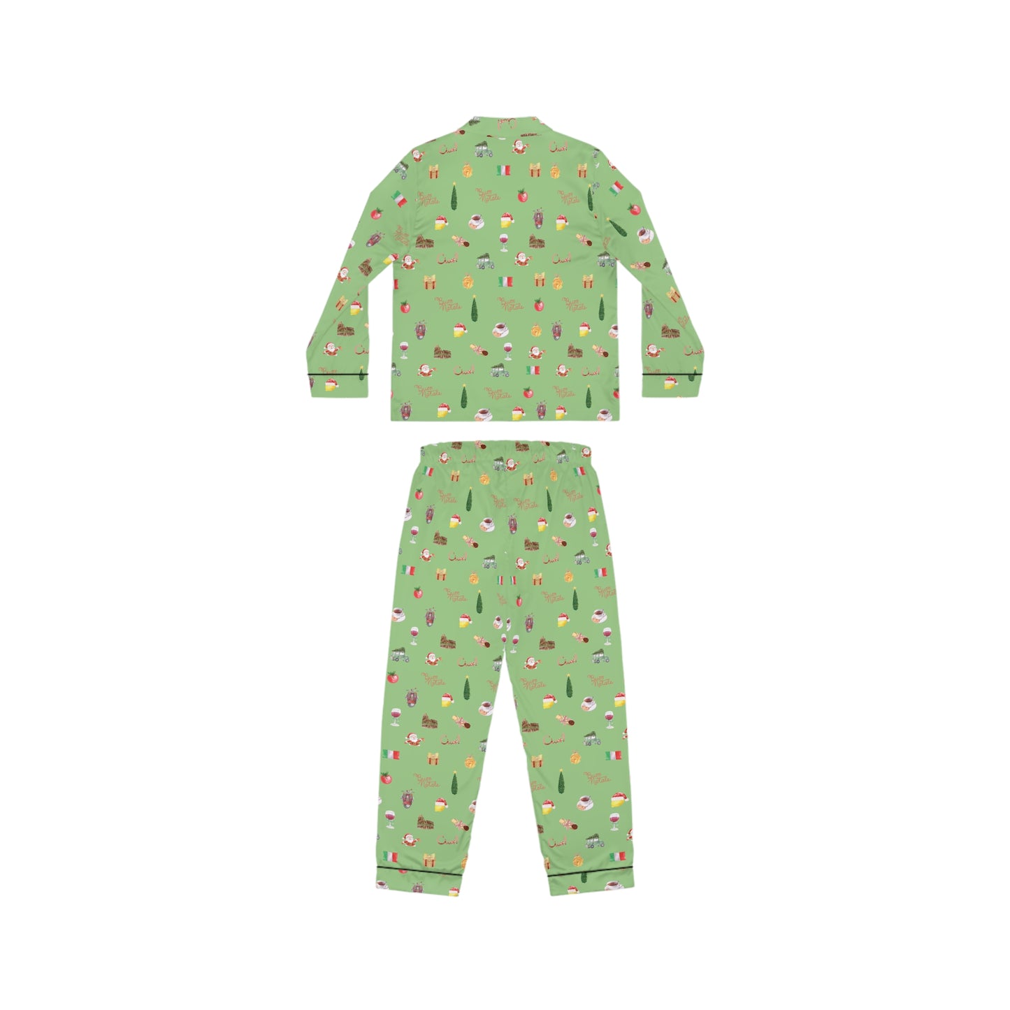 Italian Christmas Green Holidays Women's Satin Pajamas