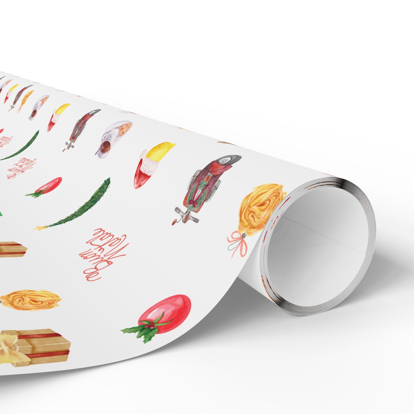 Italian Themed Christmas Festive Whimsical Wrapping Paper For Holiday, Christmas Gifts and Presents