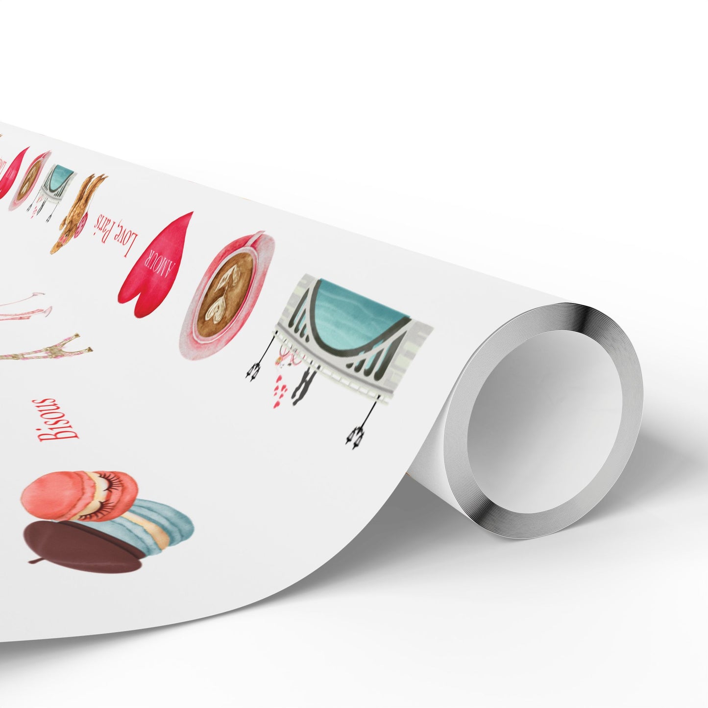 Paris Themed Valentines Day Whimsical Wrapping Paper