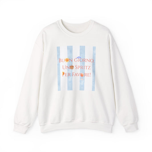 Italy-Inspired Spritz Summer Striped Graphic Crewneck Sweatshirt With Italian Vibes