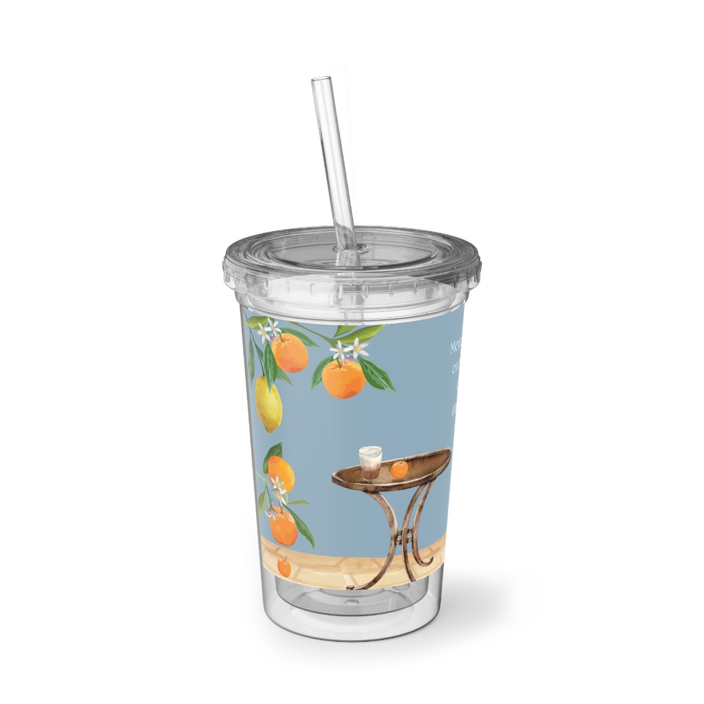 Mentally Sipping Caffè Freddo On A Shaded Patio In Sicily- Travel Vignette Acrylic Tumbler