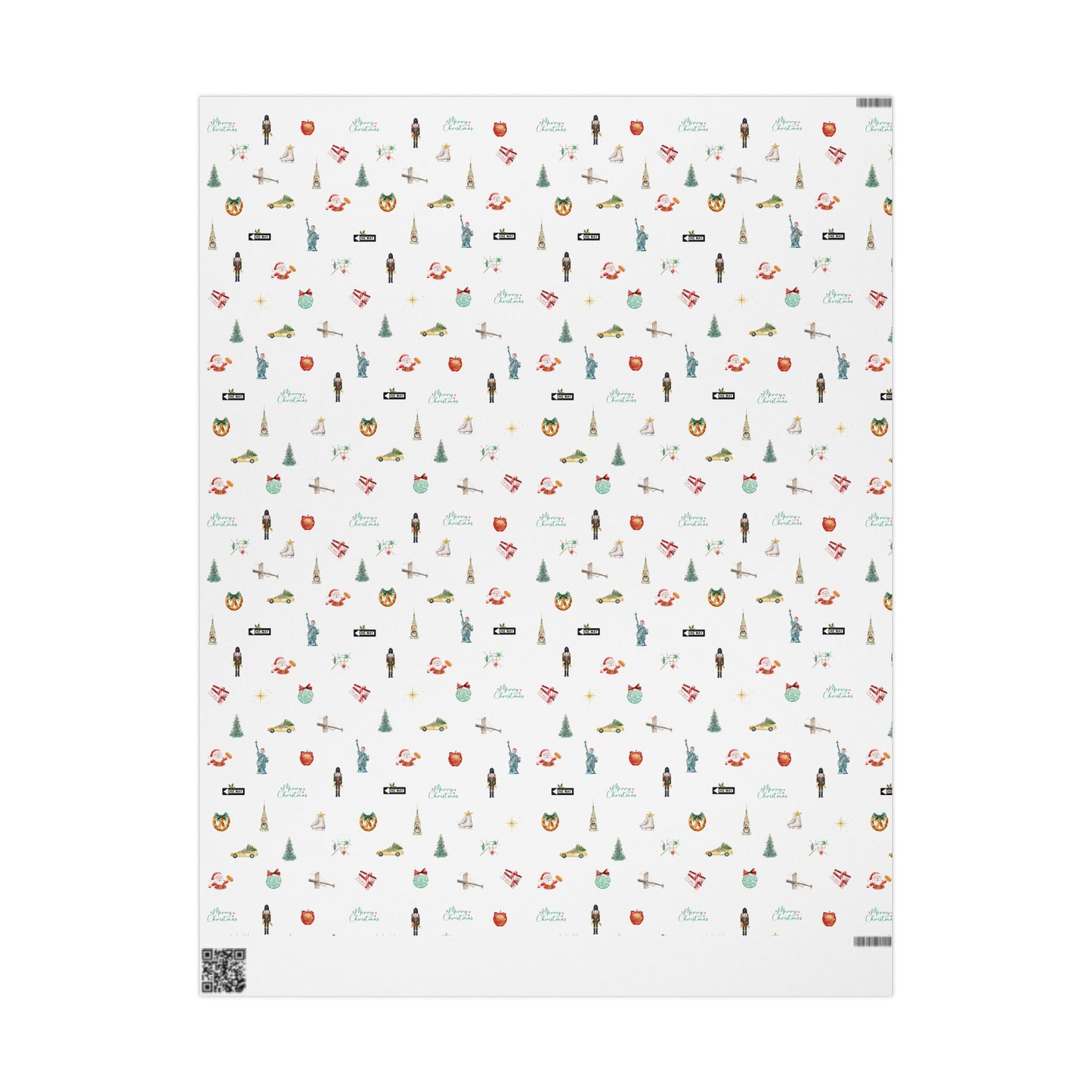 New York City Themed Christmas Festive Whimsical Wrapping Paper For Holiday, Christmas Gifts