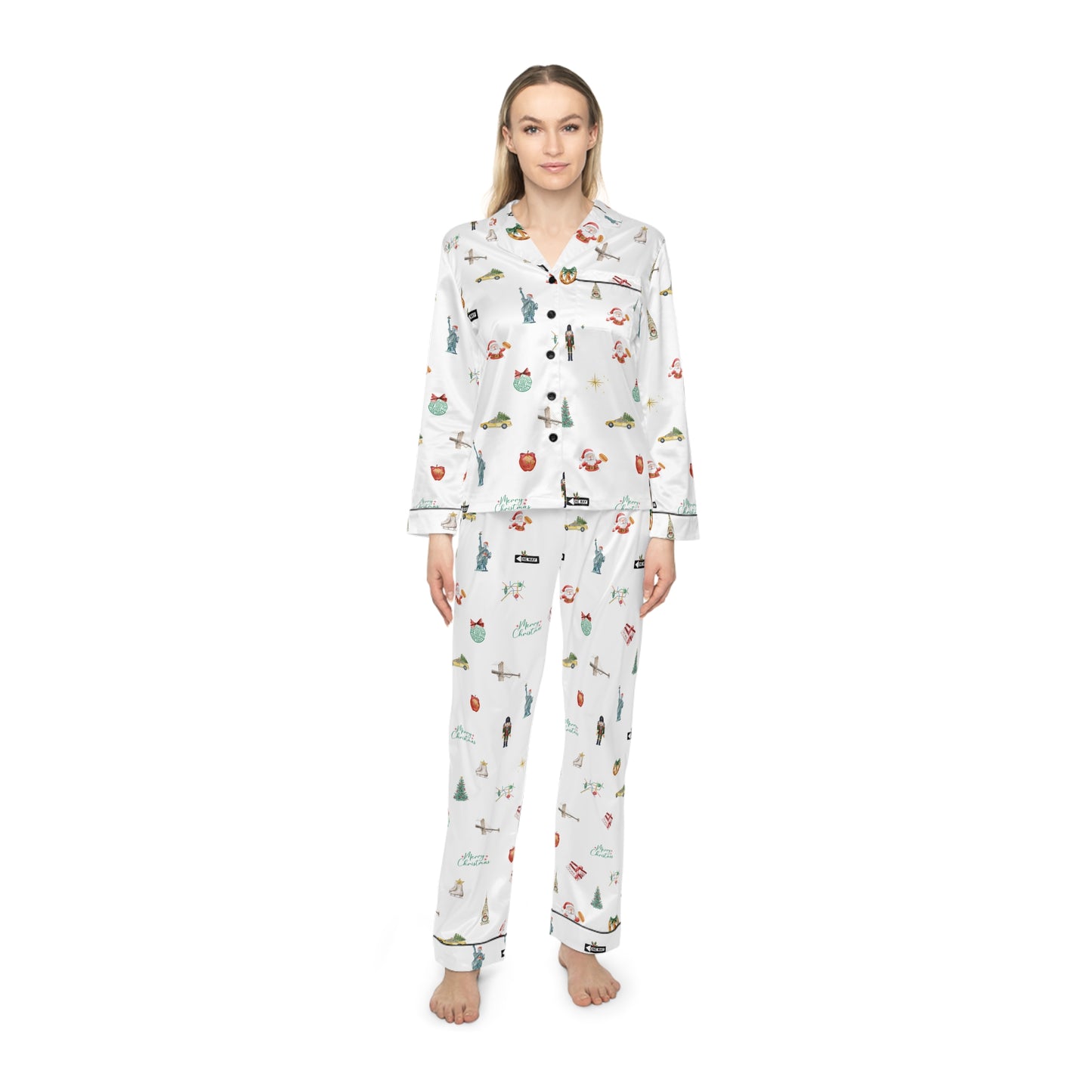 New York Christmas Holidays Women's Satin Pajamas