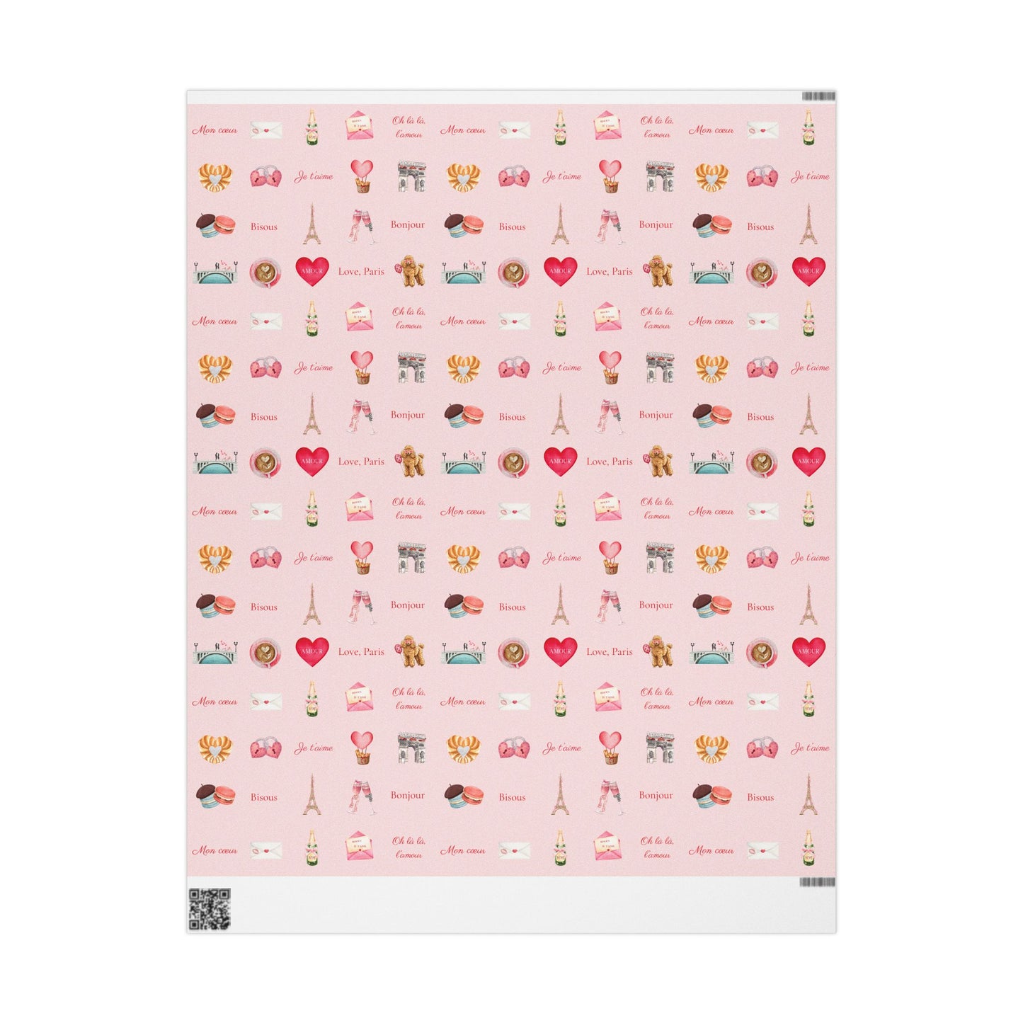 Pink Paris Themed Valentines Day Whimsical Wrapping Paper