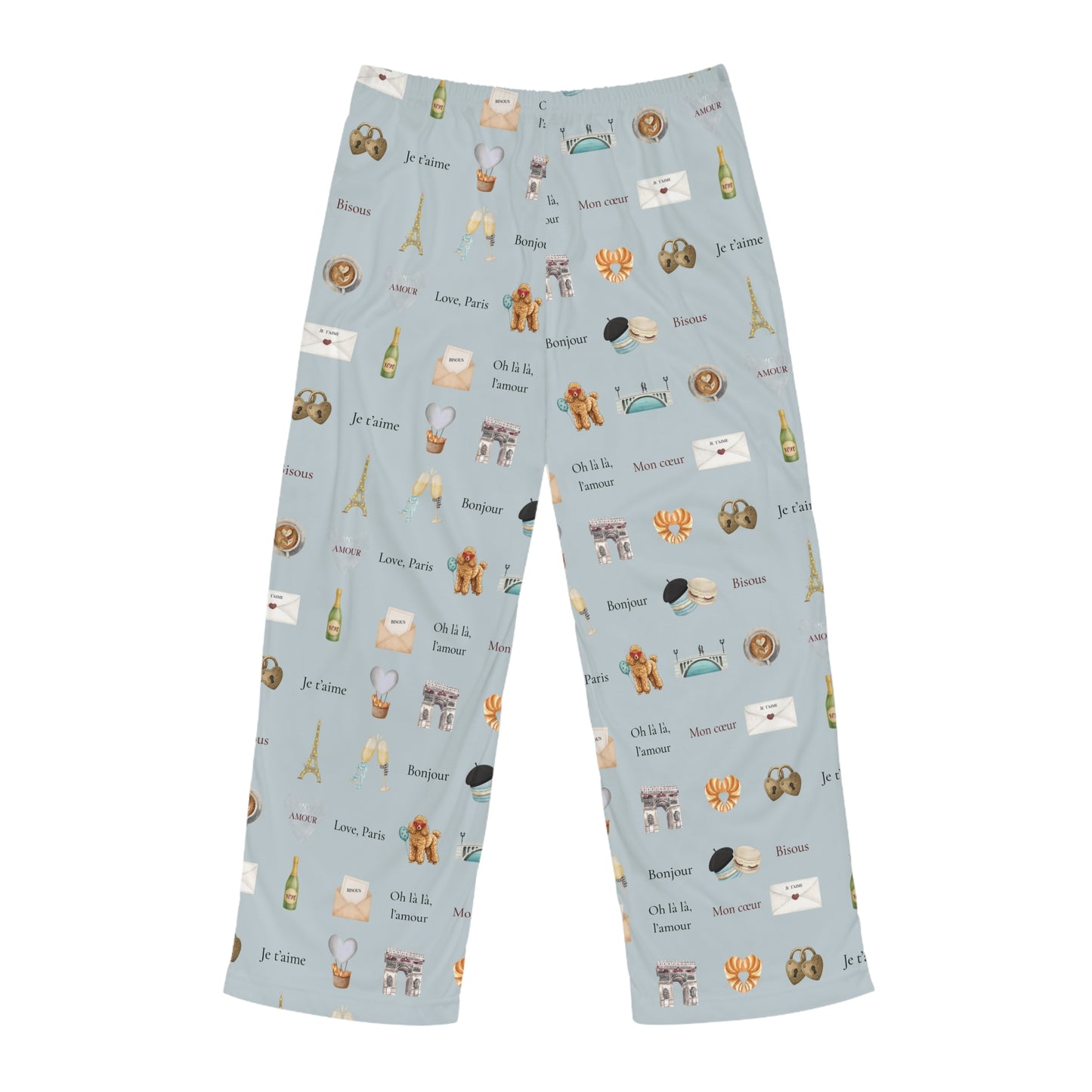 Blue Men's Paris Valentines Day Inspired Pajama Pants