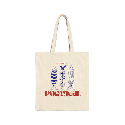 Portugal Sardines Travel Tote Bag- Portugese Travel,  Market Bag, Reusable Grocery Bag