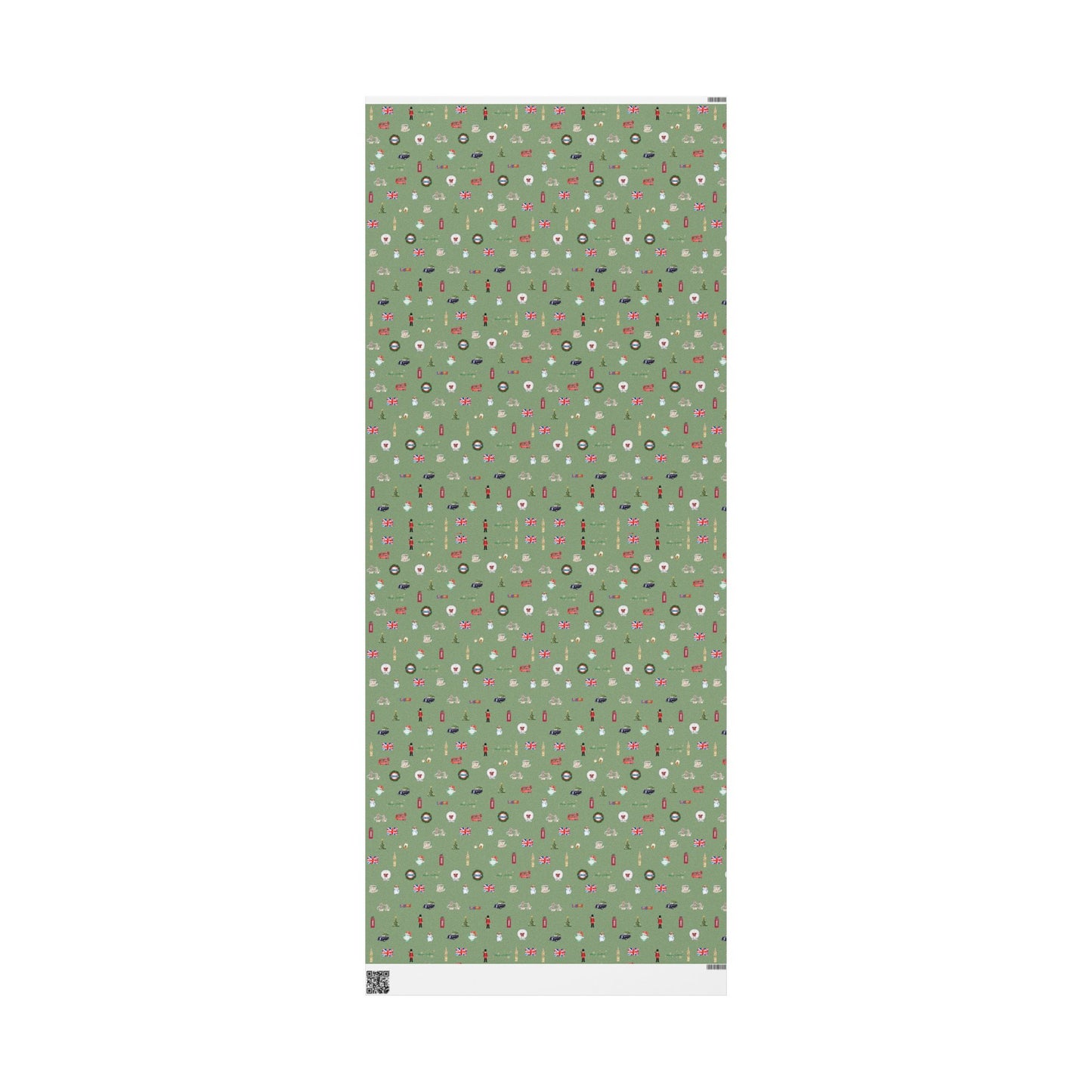 London Themed Green Christmas Festive Whimsical Wrapping Paper For Holiday, Christmas Gifts
