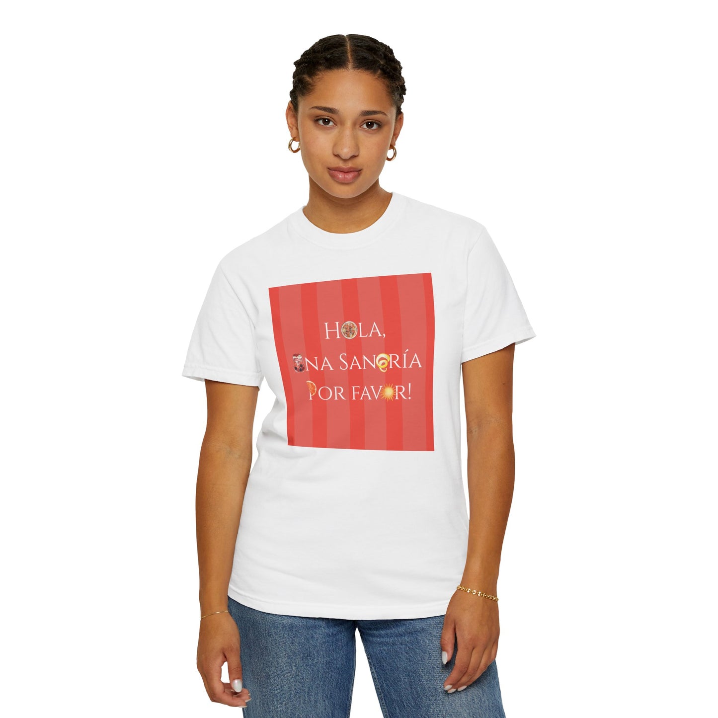 Spain-Inspired Sangría Summer Striped T-Shirt, Graphic Tee With Spanish Vibes