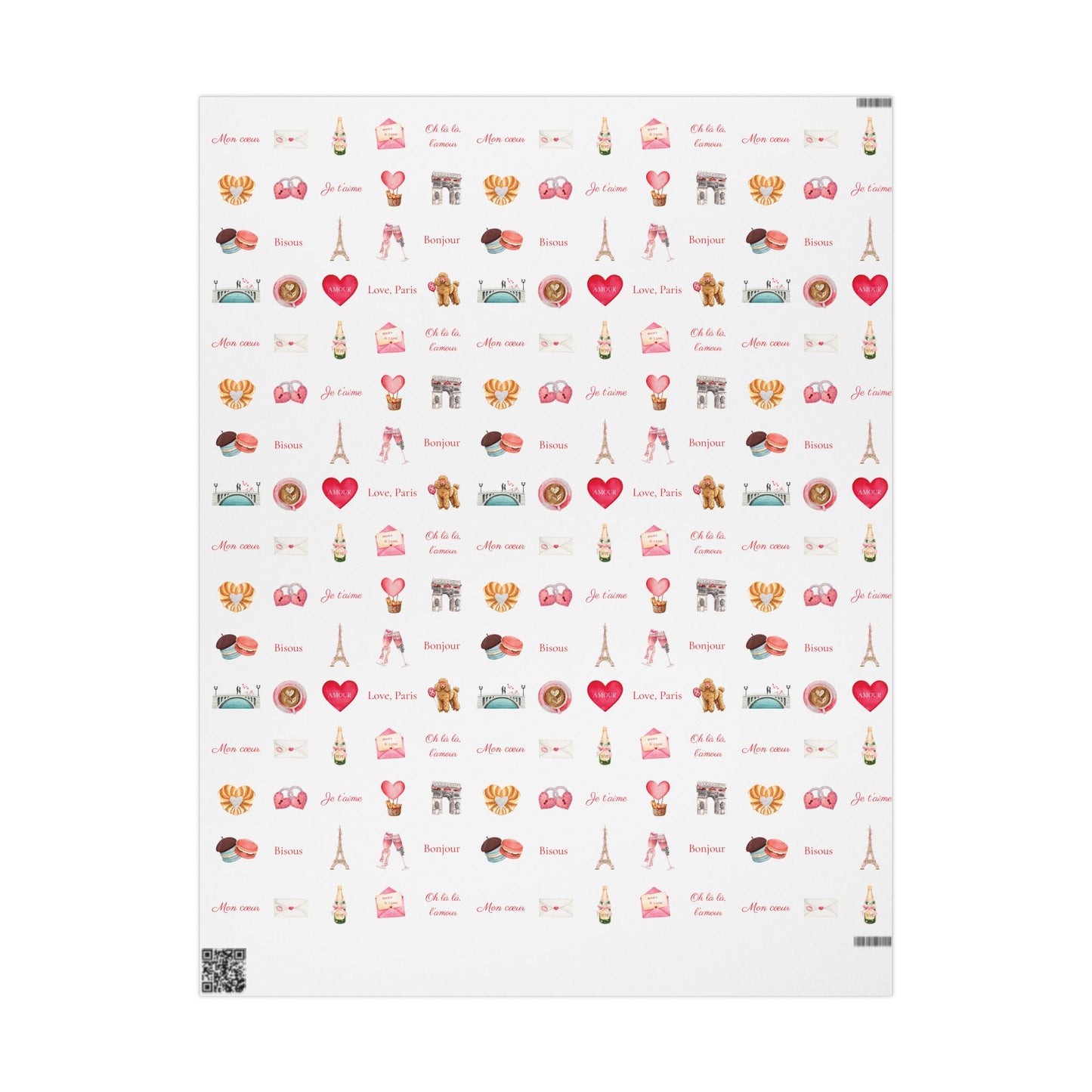 Paris Themed Valentines Day Whimsical Wrapping Paper