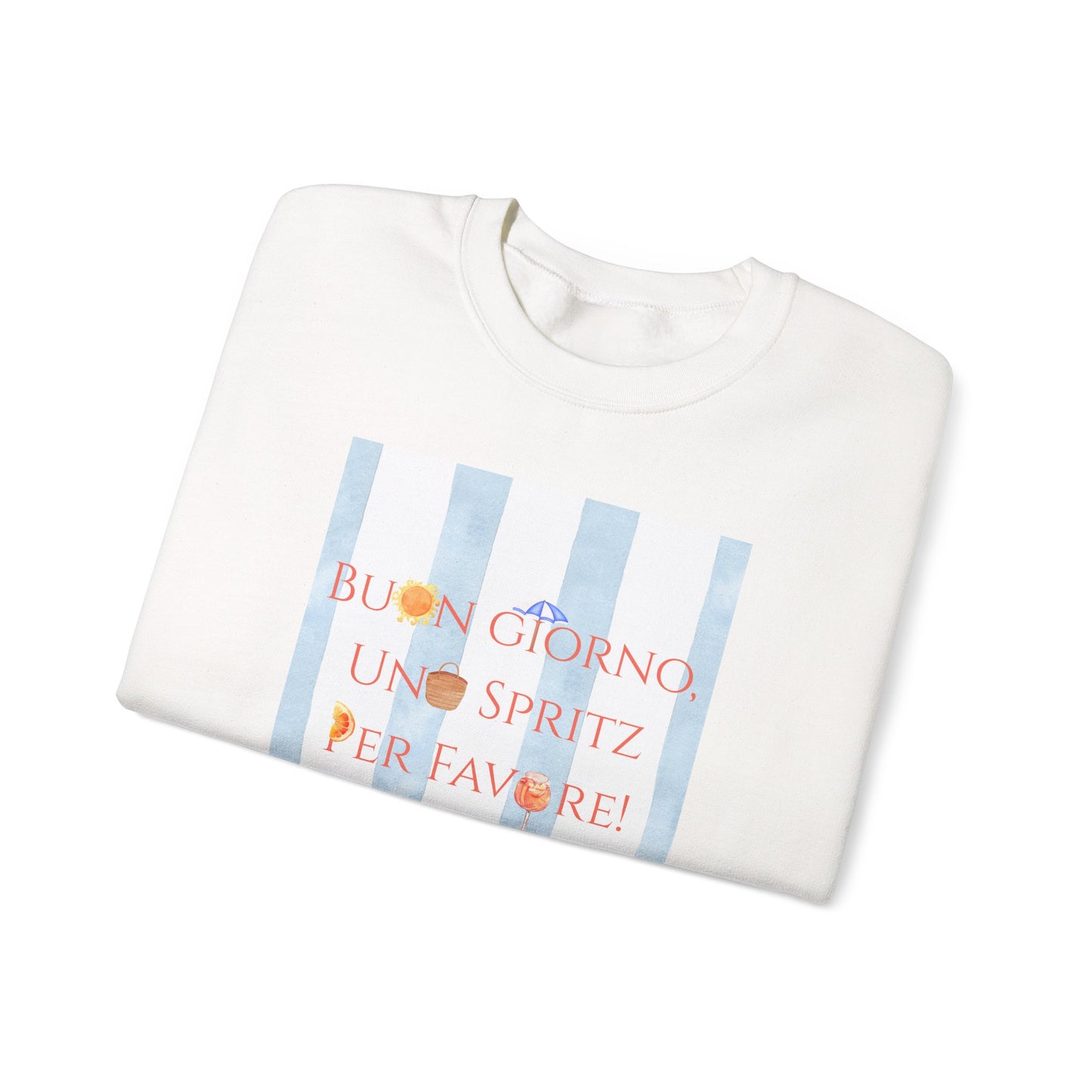 Italy-Inspired Spritz Summer Striped Graphic Crewneck Sweatshirt With Italian Vibes