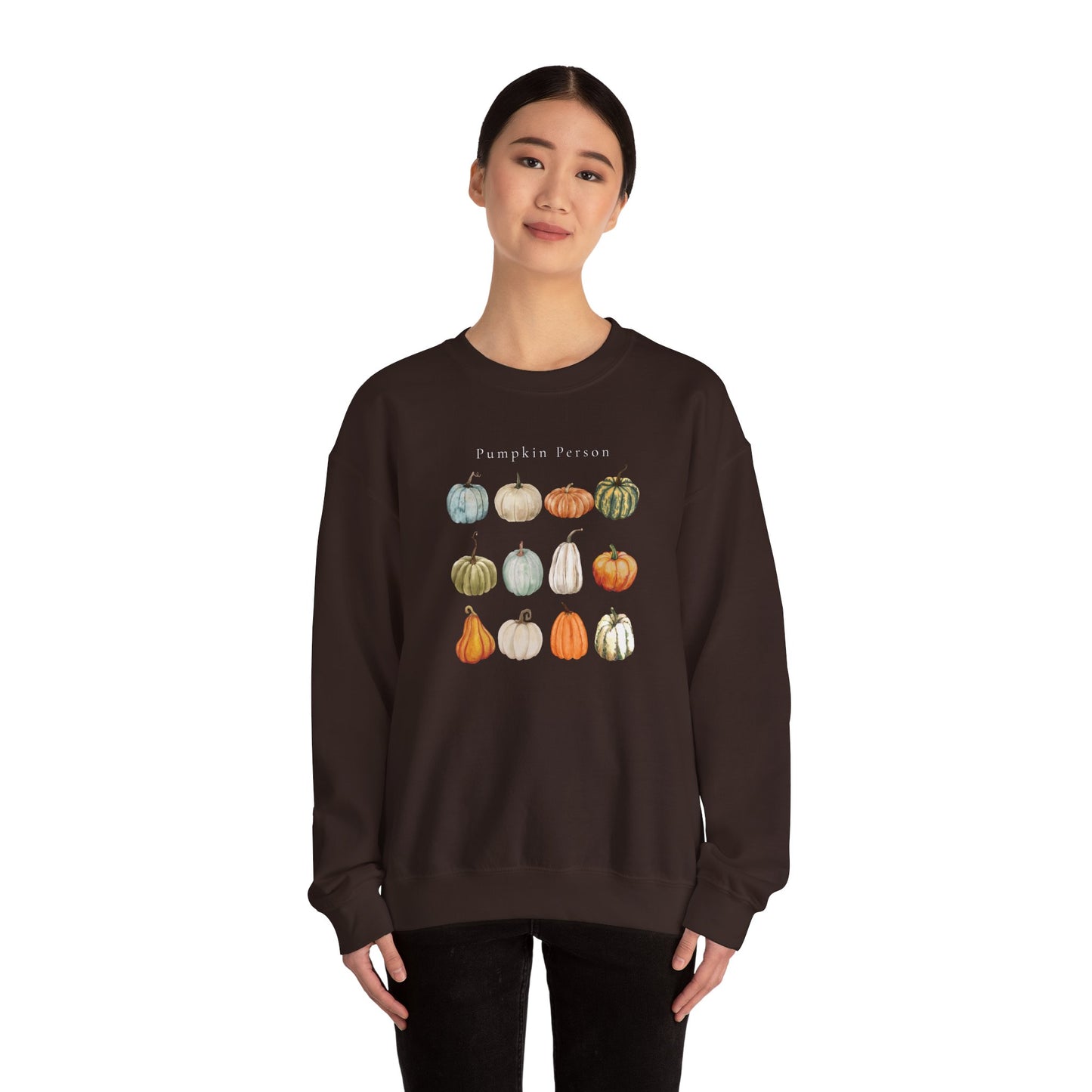Pumpkin Person-Fall & Autumn-Inspired Pumpkin-Vibes Theme Crew Neck Graphic Sweatshirt
