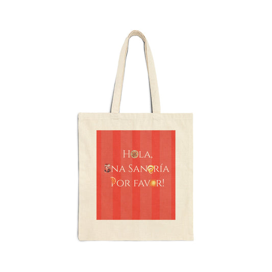 Spanish Words Cotton Canvas Travel Summer Graphic Tote Bag for Spain and Sangría Lovers