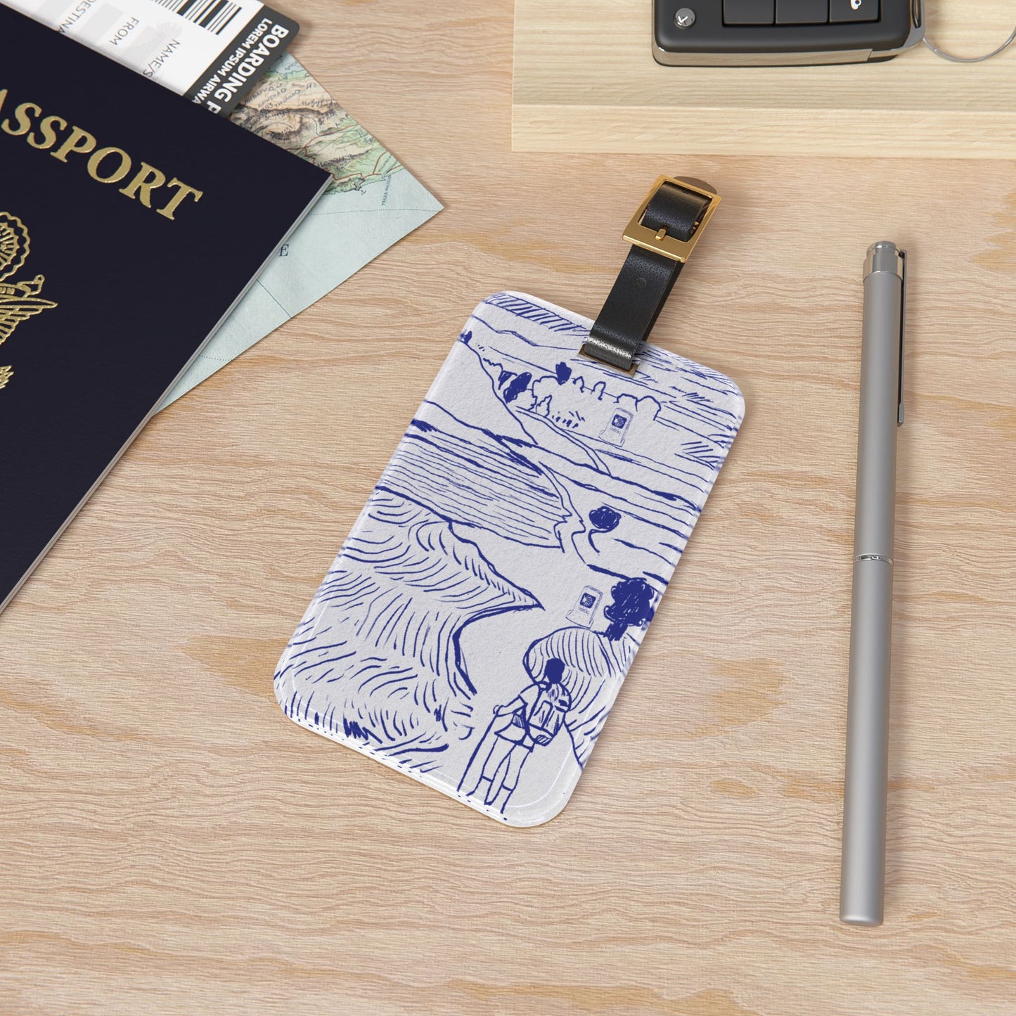 Buen Camino Sketch Acrylic Travel Luggage Tag - Camino de Santiago Gift Travel Accessory