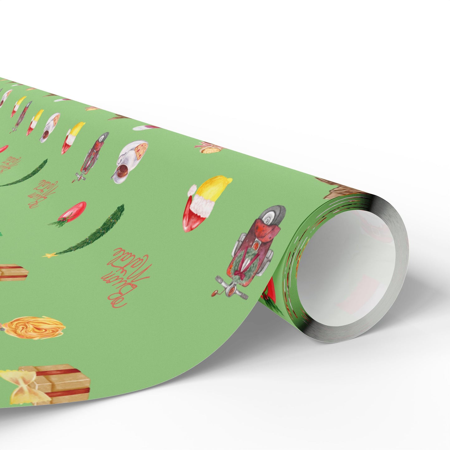 Italian Themed Christmas Festive Whimsical Wrapping Paper For Holiday, Christmas Gifts