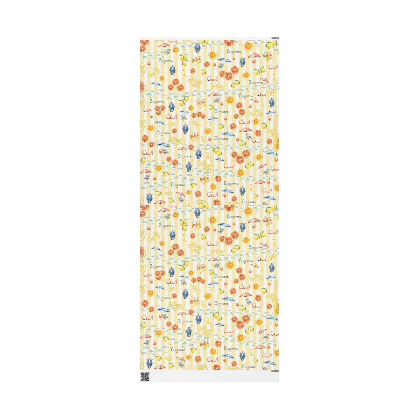 Dolce vita wrapping paper with colorful pattern on a white background